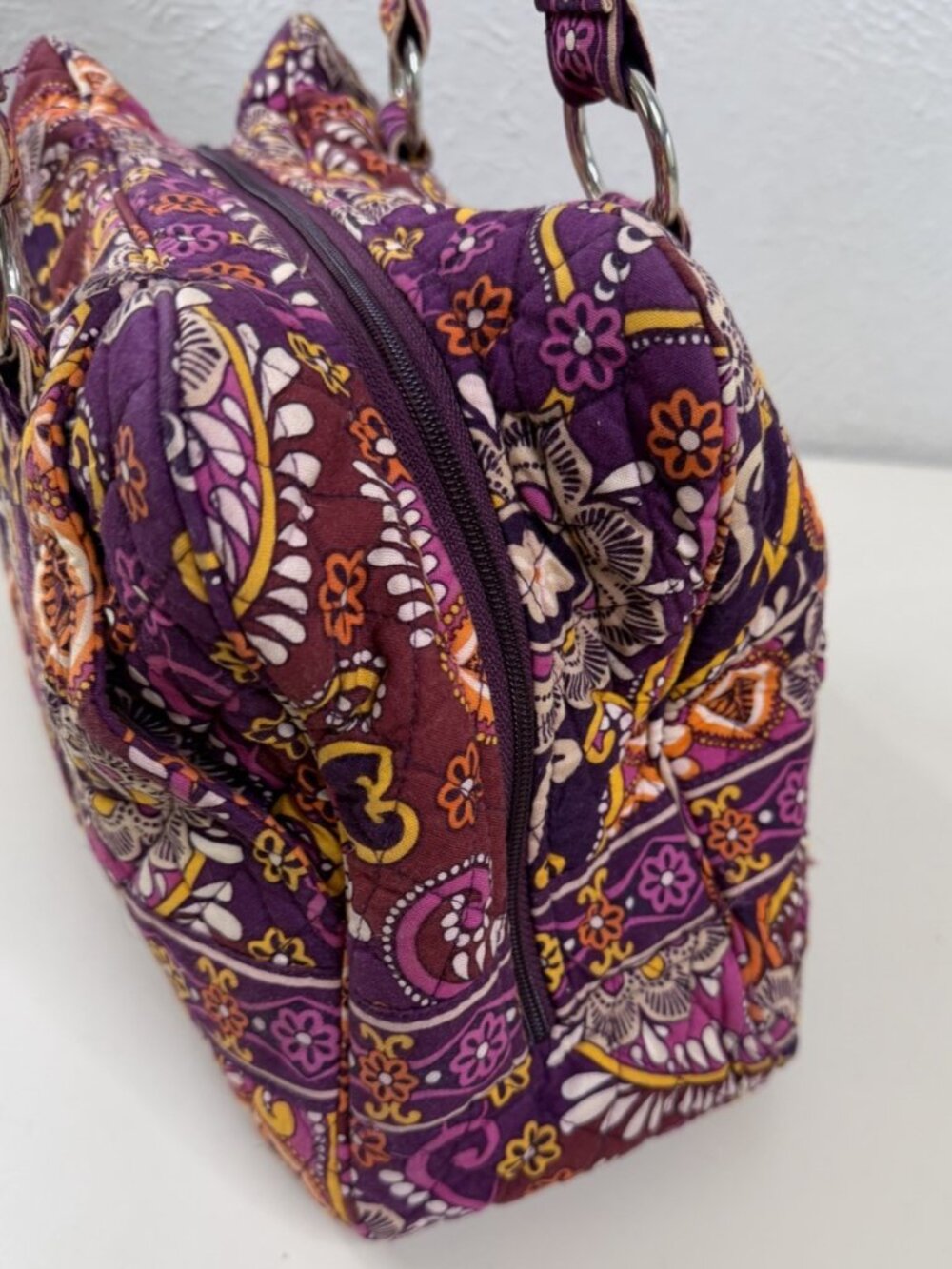 Vera Bradley Weekender Travel Bag Safari Sunset Burgundy Purple W/Handles EUC - Picture 2 of 16